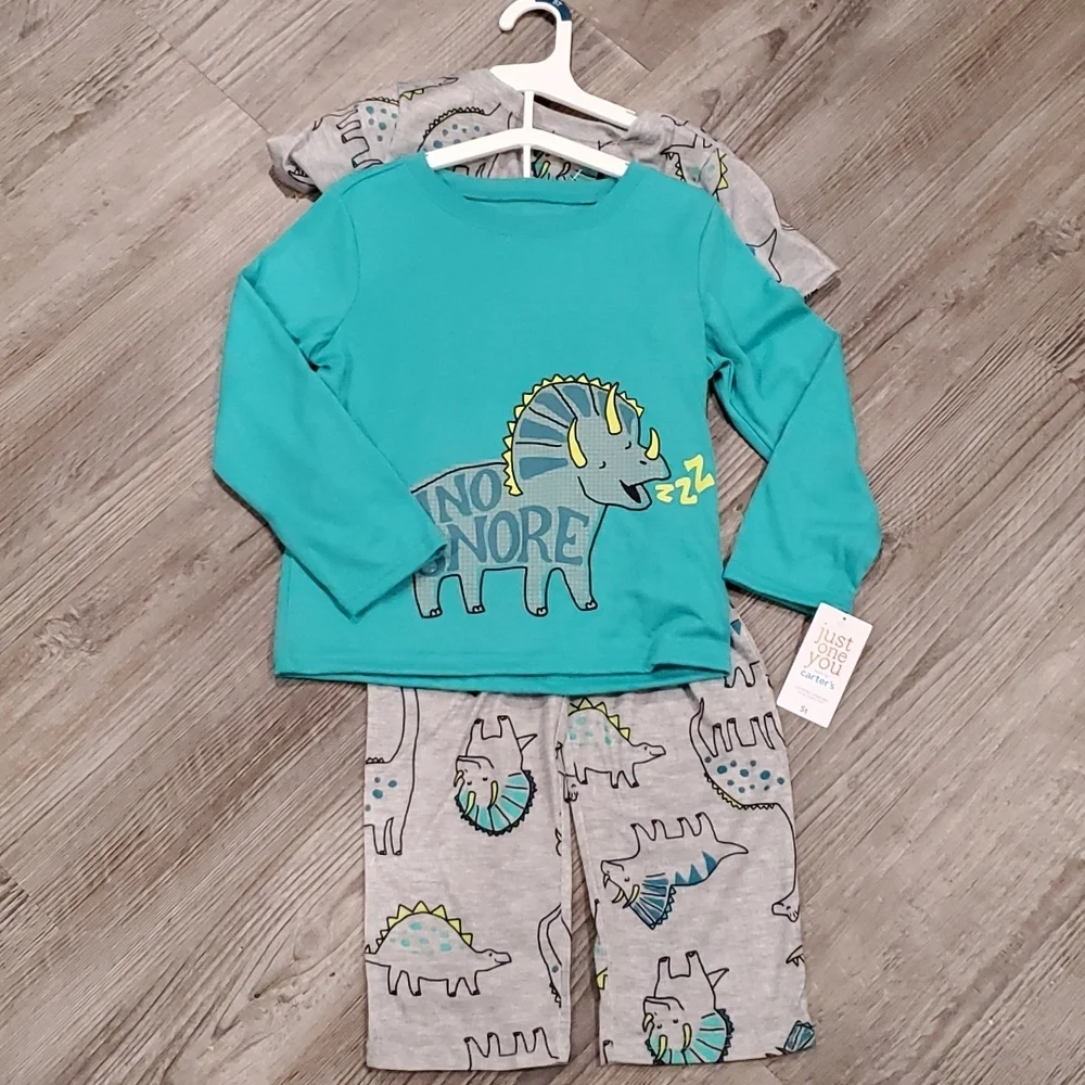 Carter Just for You Dino Snores 3 Peice Pajama Set Size 5T